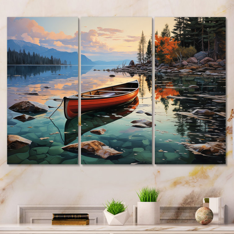 Canada Canadian Canoe I On Canvas 3 Pieces Print